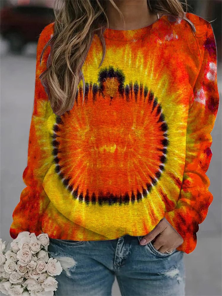 Fall Pumpkin Tie Dye Sweatshirt