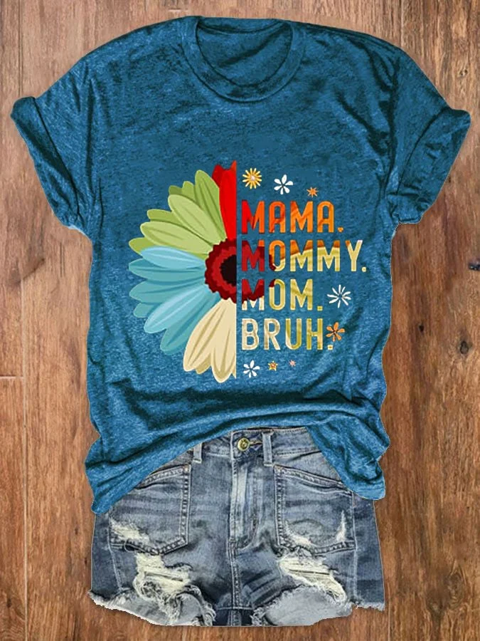 Women's Funny Mothers Day Mama Mommy Mom Bruh Casual Tee socialshop