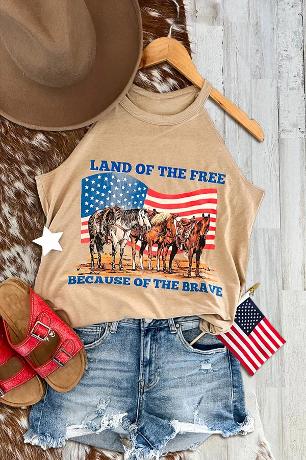 Western Usa Horses Land Of The Free Tank