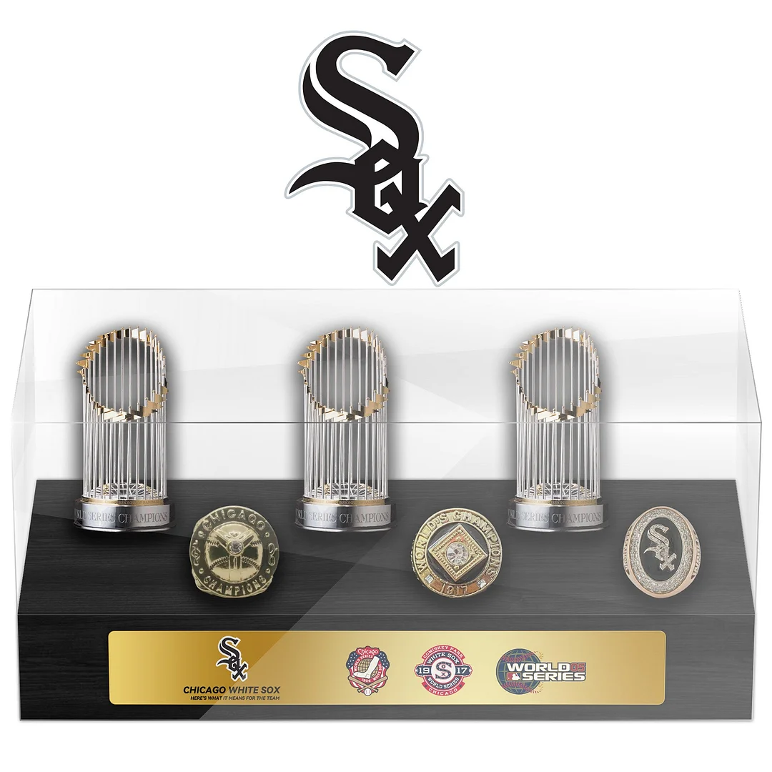 Chicago White Sox MLB World Series Championship Trophy And Ring Display Case