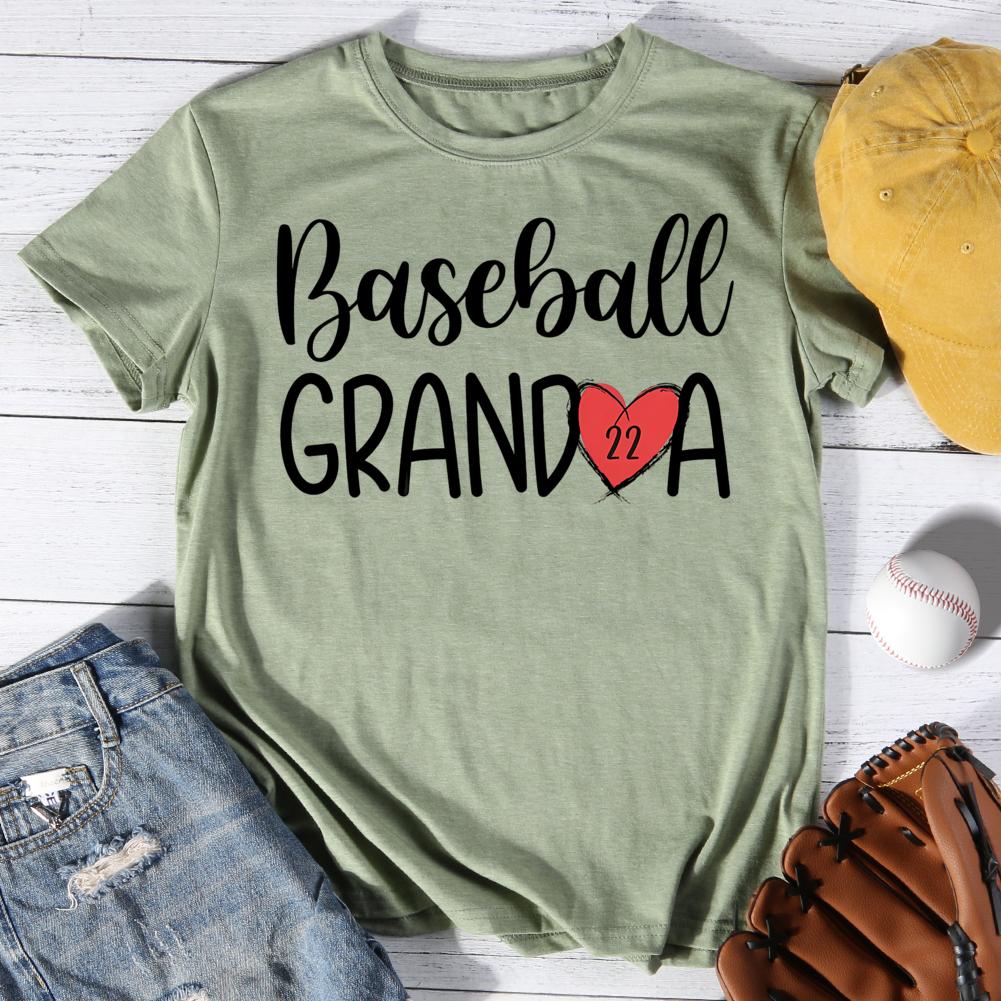 Baseball Grandma Round Neck T-shirt-0024881-Guru-buzz