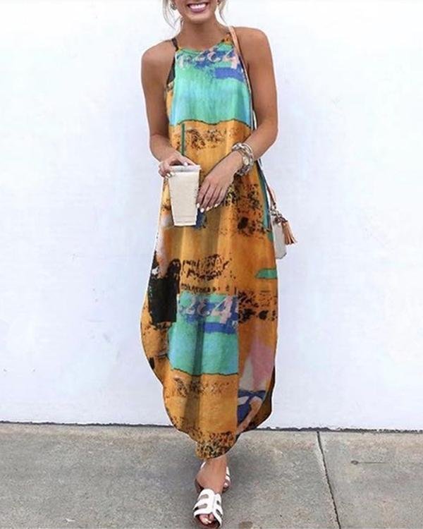 Sleeveless Printed Maxi Dress