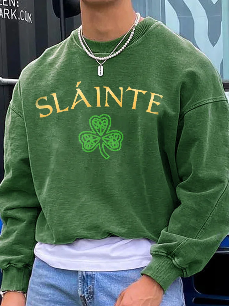 Men's Shamrock Patchwork St. Patrick's Day Print Casual Sweatshirt