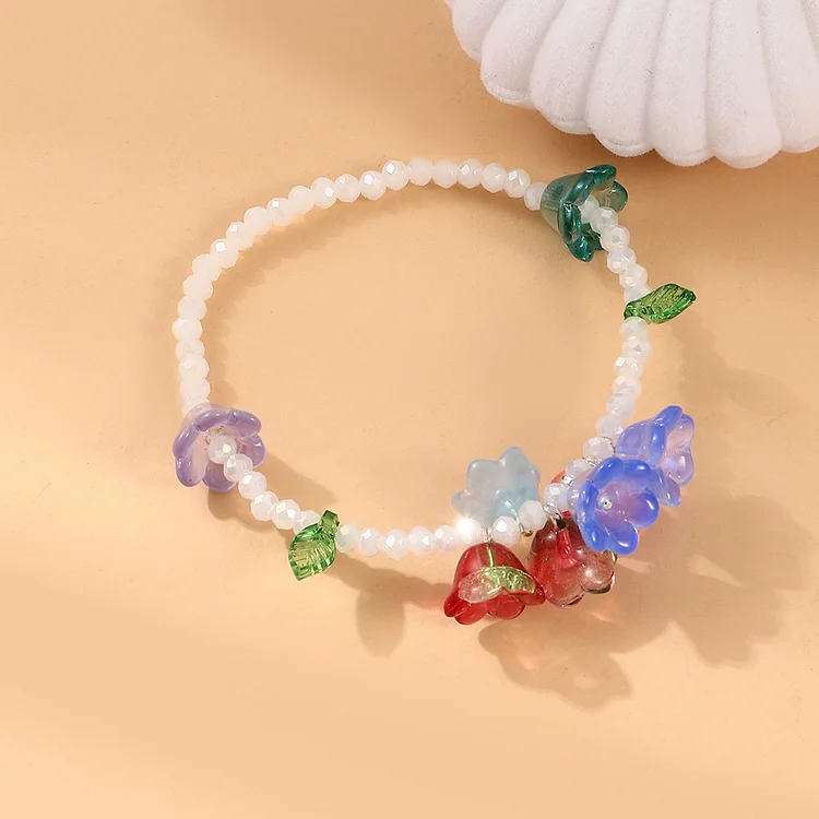 Bz1817 Resin Beaded Flower Color Bracelet for Women New Trendy Special-Interest Design Fashion Women's Bracelet