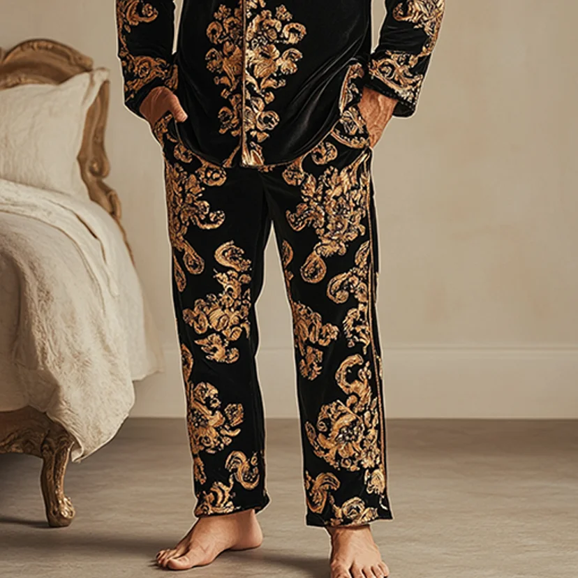 Men's Flannel Baroque Court Style Leisure Suit Pajamas-inspireuse