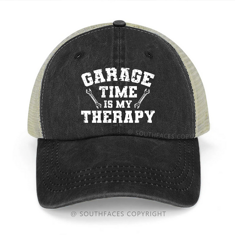 Garage Time Is My Therapy Funny Gift Trucker Cap