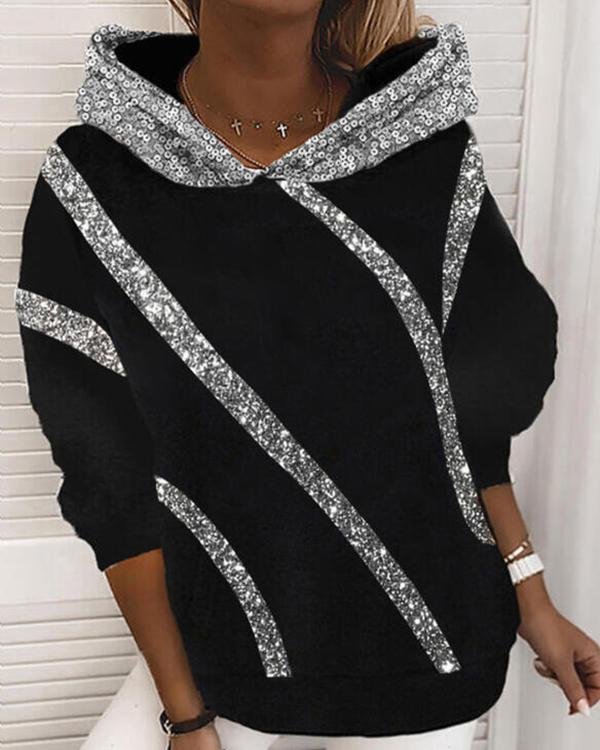 Sequins Long Sleeves Hoodie - Chicaggo
