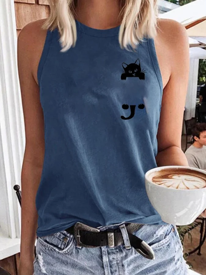 Cat Print Vest socialshop
