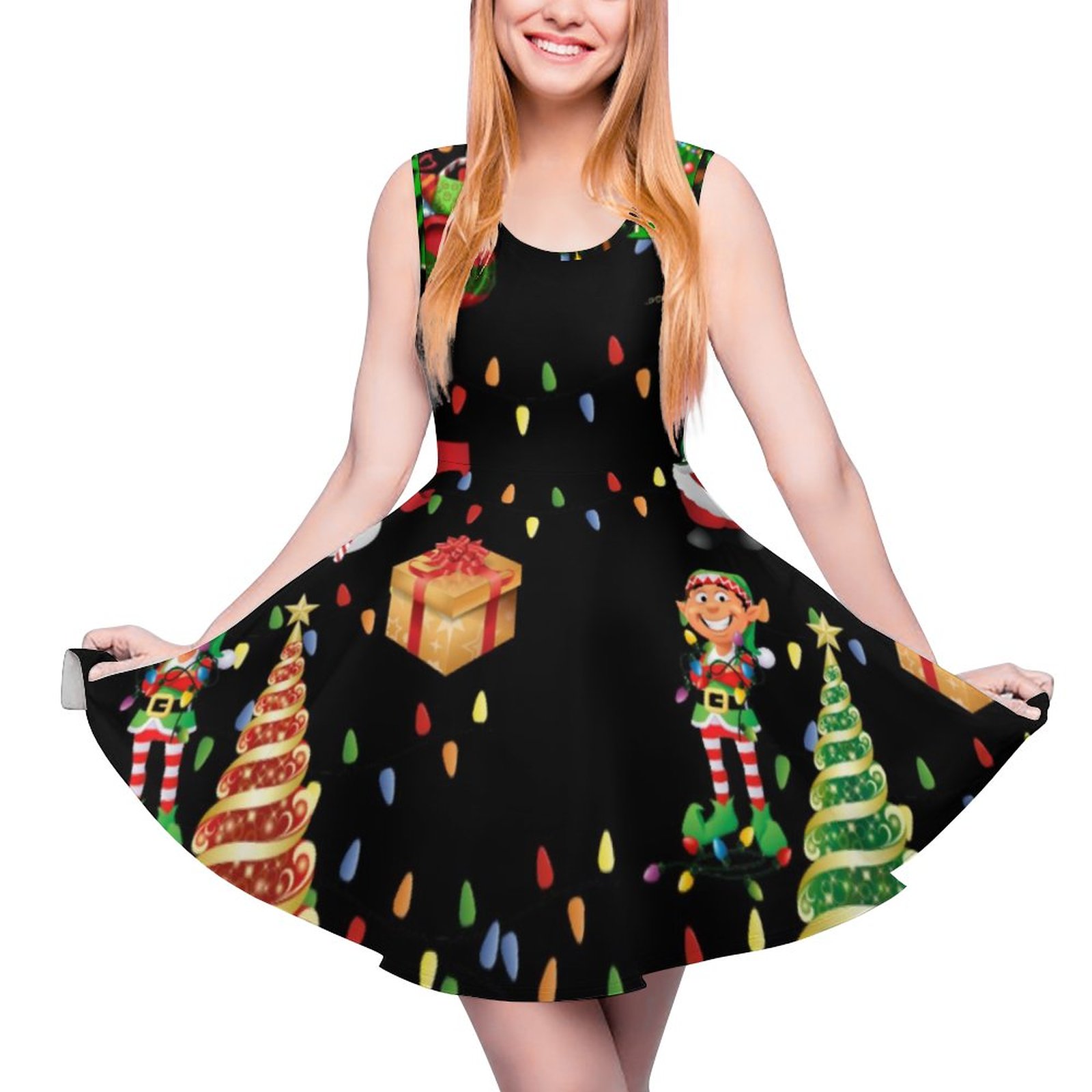 open lace back dress Tipsy Elves' Women's Gaudy Garland Cardigan Sweater Dress main image 0