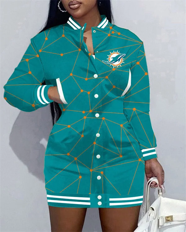 Miami Dolphins
Limited Edition Button Down Long Sleeve Jacket Dress