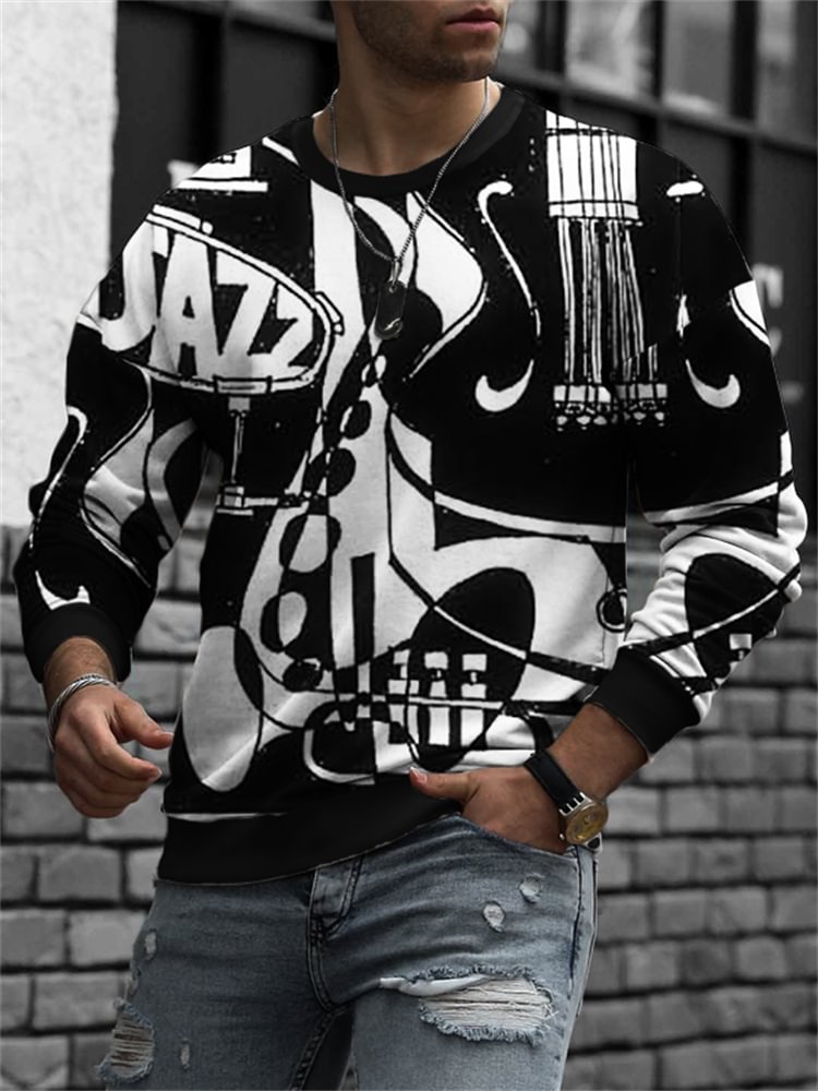 Men's Jazz Lover Contrast Color Art Sweatshirt