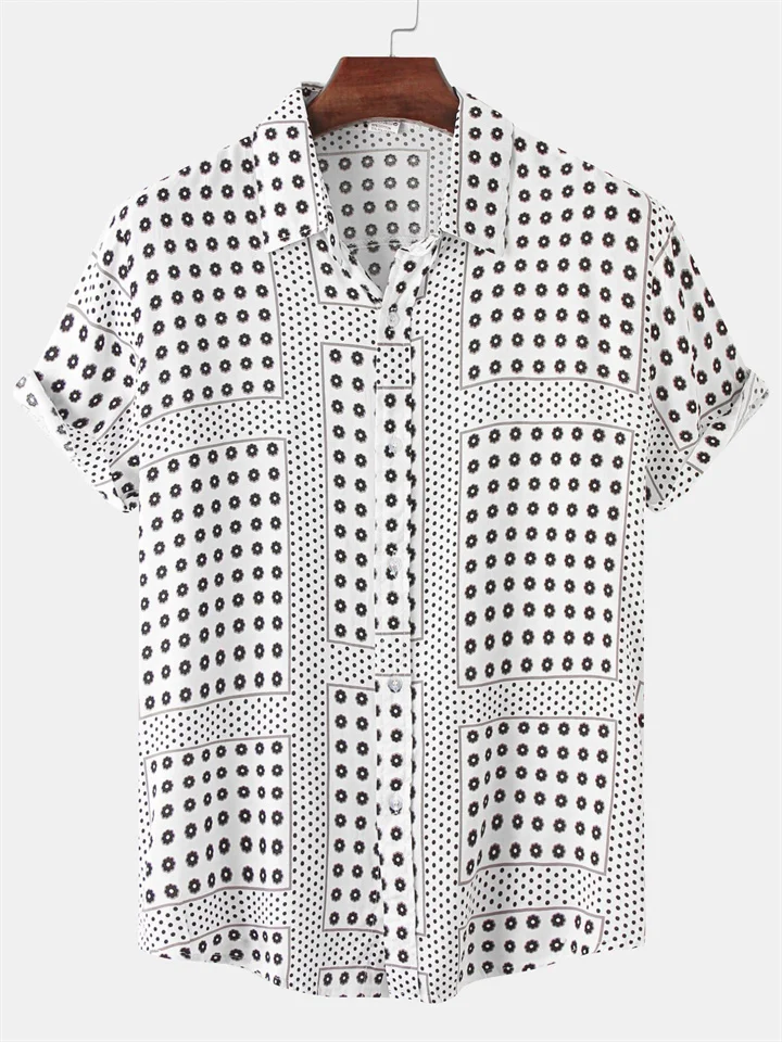 Men's Spring and Summer New Stand-up Collar Men's Striped Color Blocking Slim Popular Versatile Short-sleeved Shirt Men's