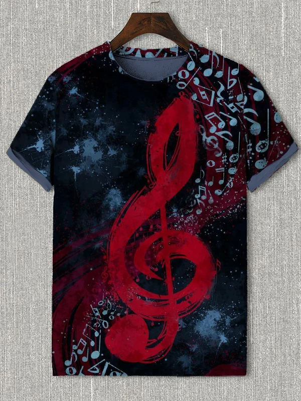 Men's Abstract Art Musical Notes Print Casual T-Shirt