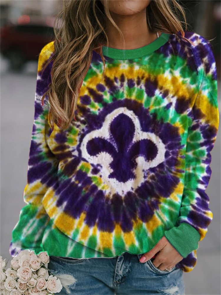 Mardi Gras Fleur De Lis Tie Dye sweatshirt