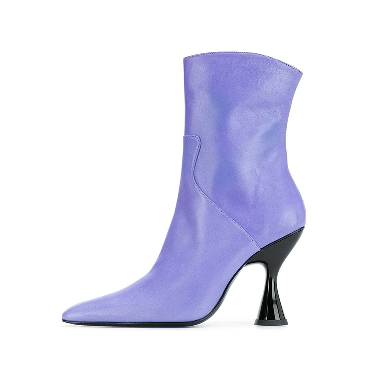 Lilac Booties Spool Heels Square Toe Fashion Boots Vdcoo