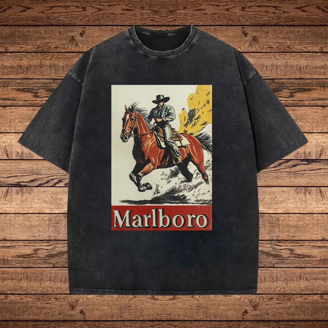 Vintage Cowboy Graphic Print Washed T-shirt