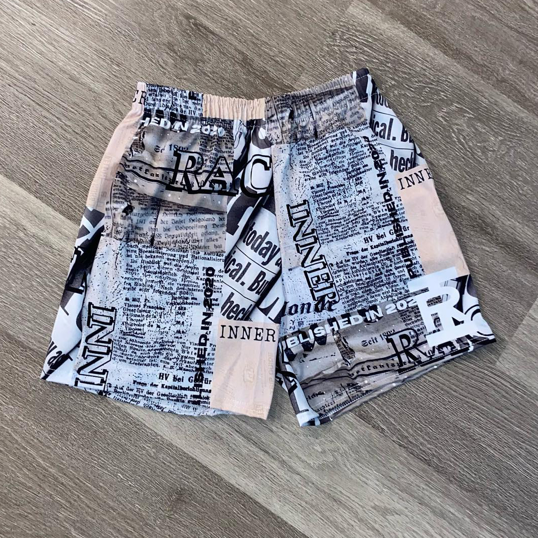 Vintage Print Newspaper Shorts