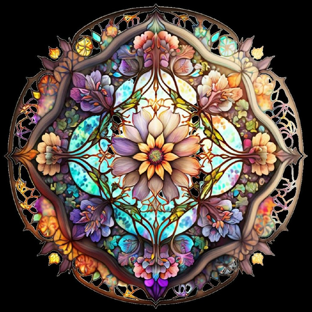 Mandala - Round Drill Diamond Painting - 30*30CM  Glass window art, Diamond  painting, Stained glass patterns