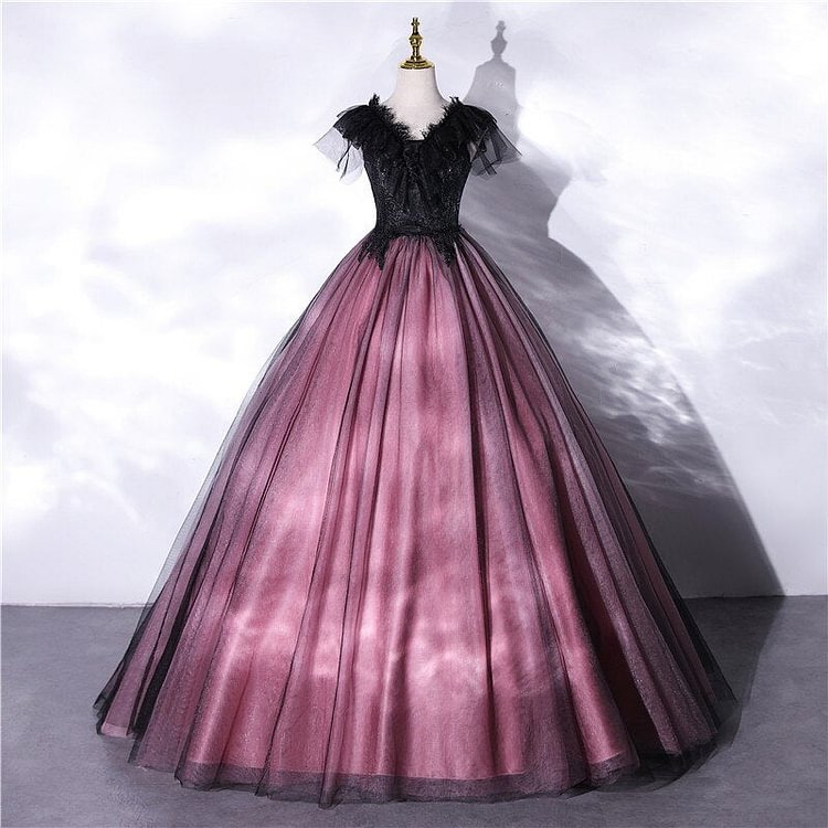 Elegant V-neck Lace Long Prom Dress BE699