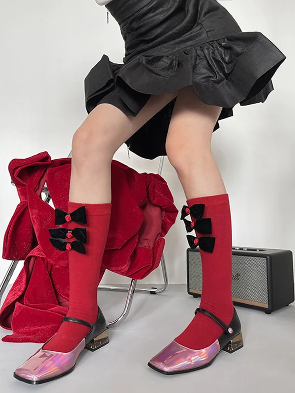 Fashion Bowknot Contrast Color Socks Accessories