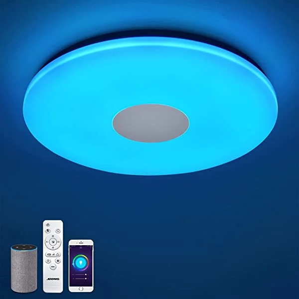 JDONG Alexa Deckenlampe 30CM 24W Wlan Deckenleuchte Alexa kompatibel LED Deckenleuchte Dimmbar per App- u. Sprachsteuerung RGB, Farbwechsel, Smart Lampe WiFi Smart Home kein Hub/Gateway benötigt