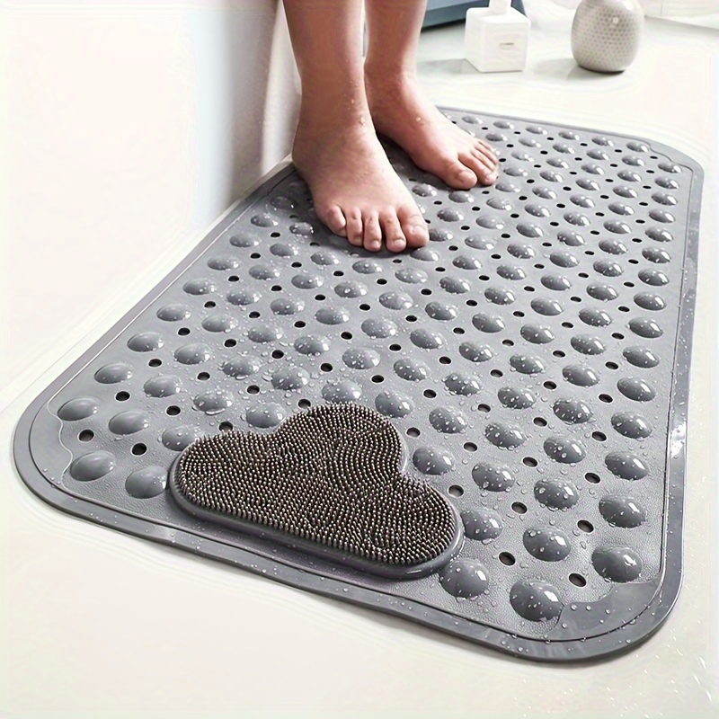 1pc Non-Slip Bath Mat with Massage Rings - Quick Drain, Machine Washable, Suction Cup Bottom for Shower, Bathtub & More - Soft on Feet, Ideal for Home, Hotel
