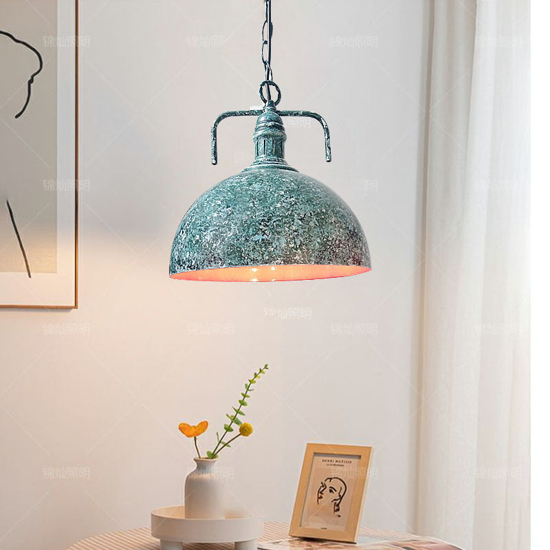 Contemporary Industrial Round Domed Iron 1-Light Pendant Light For Living Room