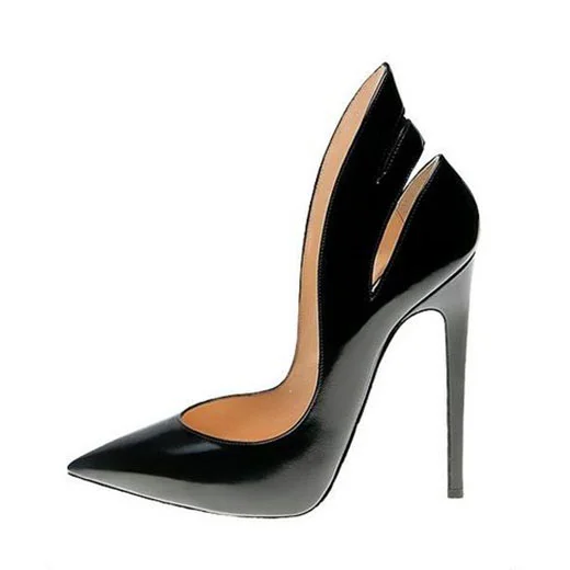 Black Pointed Toe 5 Inch Stiletto Heel Pumps for Office Ladies |FSJ Shoes