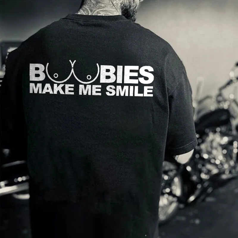 Boobies Make Me Smile Printed Men's T-shirt -  