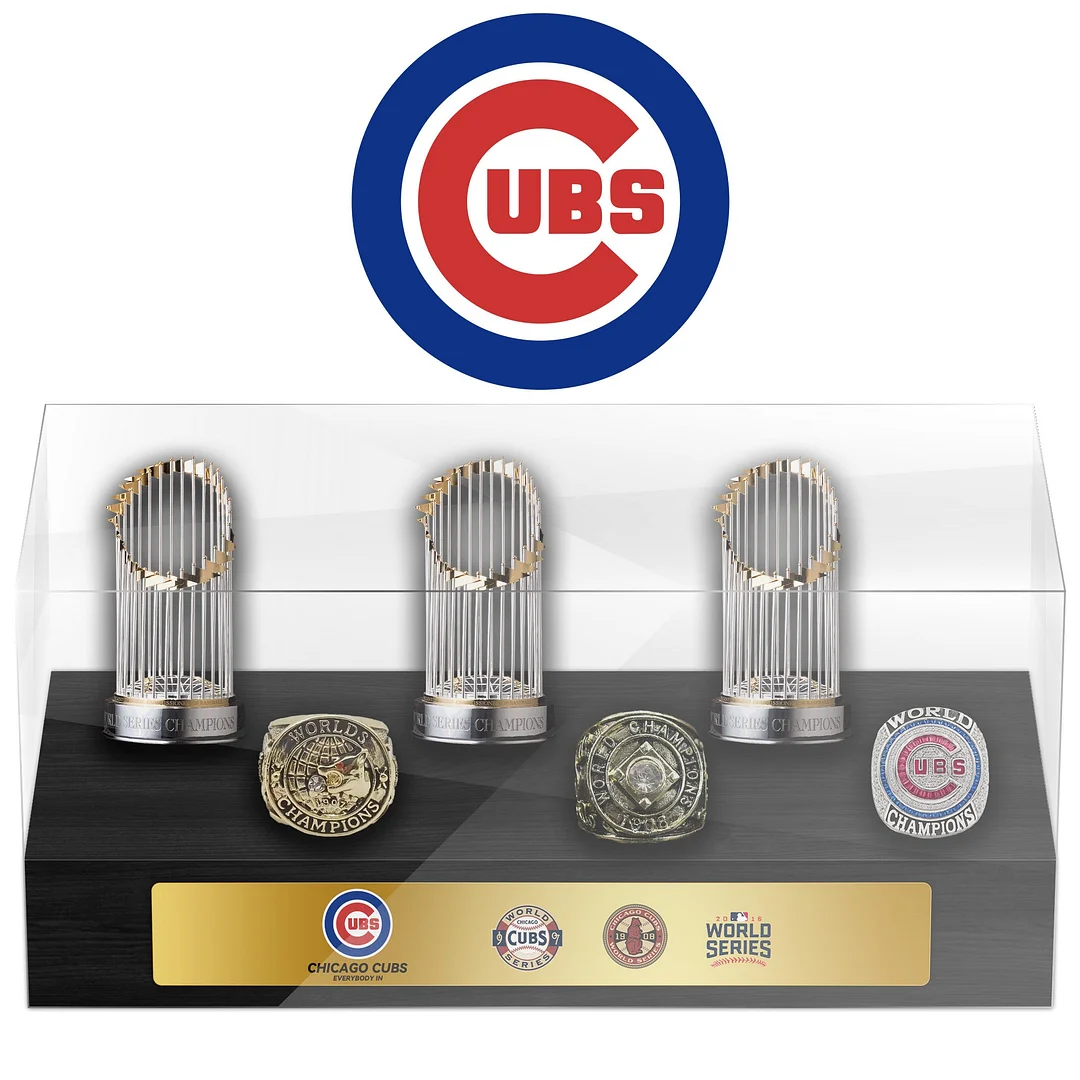Chicago Cubs MLB World Series Championship Trophy And Ring Display Case