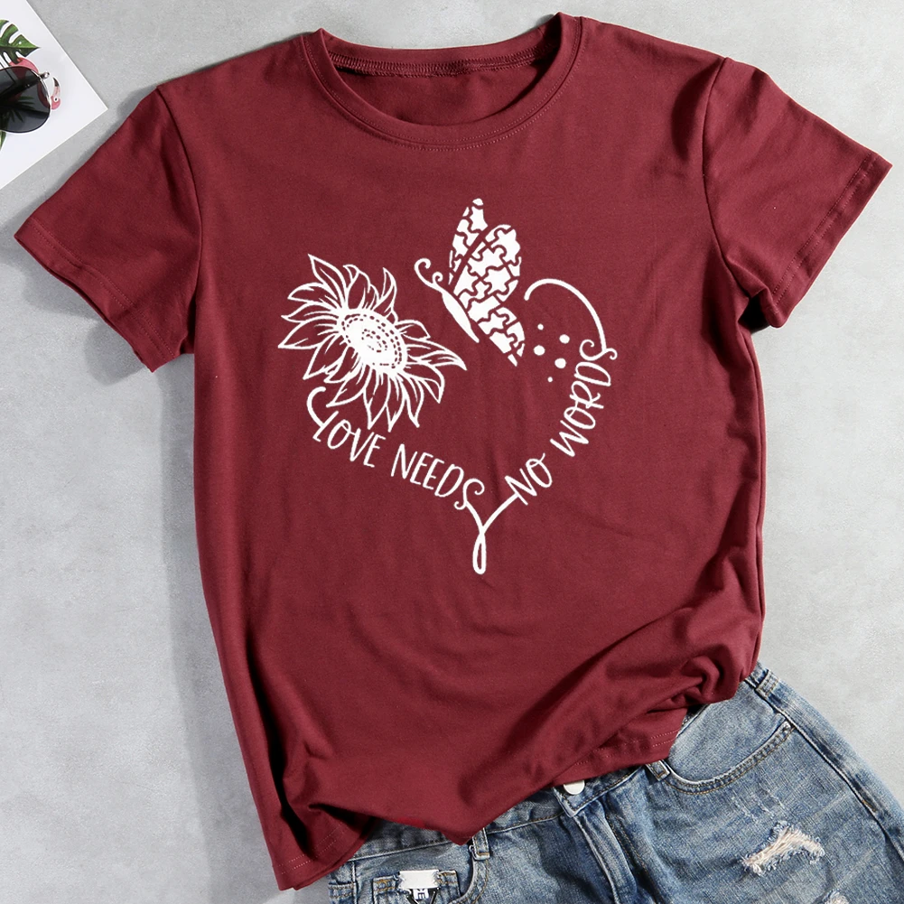 HMD Love need no words butterfly T-shirt Tee -00963-Guru-buzz