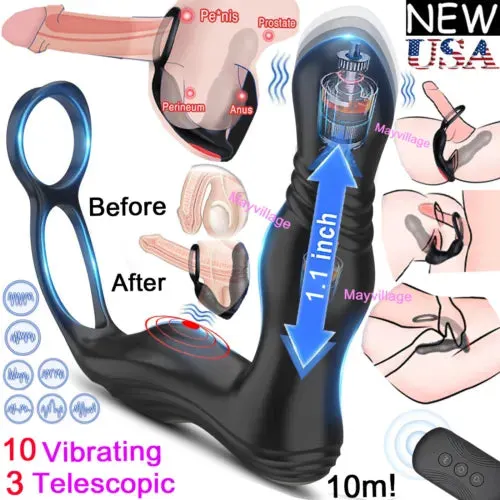 pornhint Pornhint Telescopic Anal Dildo Vibrator Male Prostate Massager Ring Sex Toy for Men Women