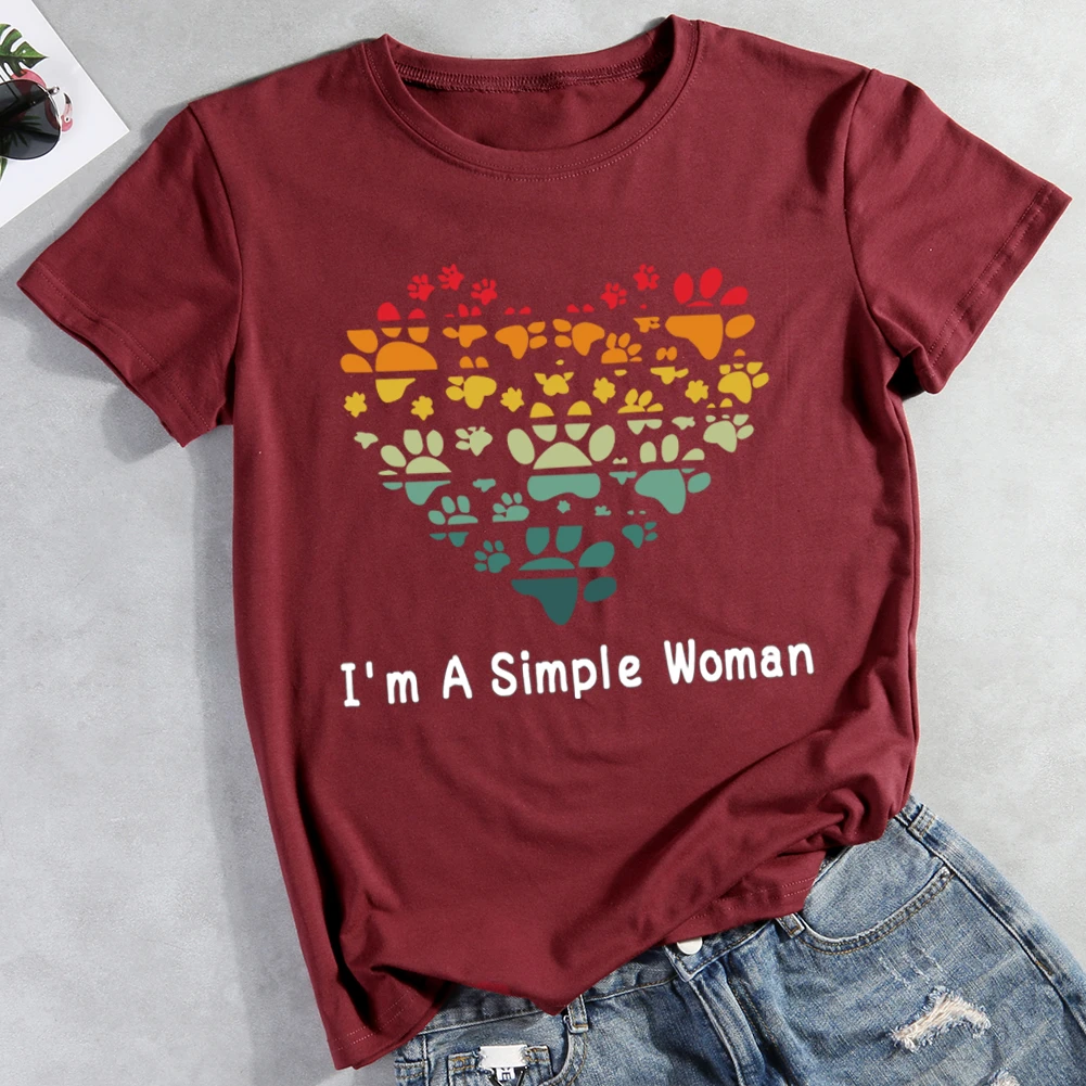 I'm A Simple Woman Dog Heart T-shirt Tee -012805-Guru-buzz
