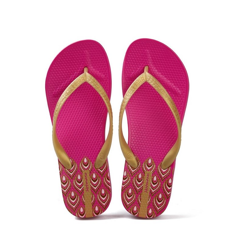 Solid Peacock Pattern Platform Flip Flops