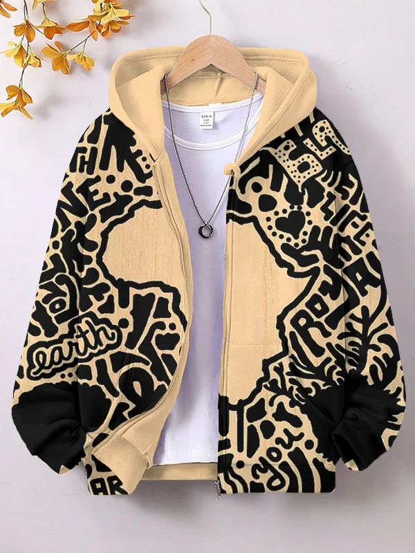 Women's Black Pride African Print Hooded Zip Up Jacket