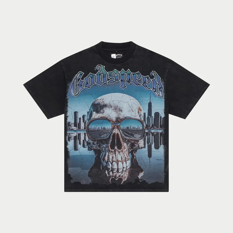 Godspeed T Shirt Skull Sunglasses Graphic Washed Black