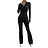 Ejimei Long Sleeve Jumpsuit Women Zipped Turn-down Collar Rompers Full Body Tight Fitting Woman Overalls Solid Ladies Flare Pants 2025