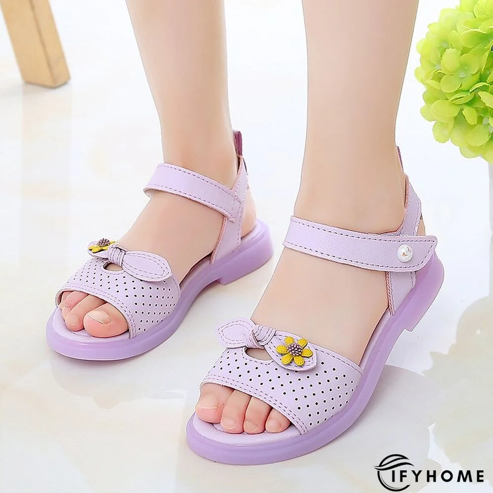 Girls' Sandals Mary Jane Flower Girl Shoes Children's Day PU School Shoes Big Kids(7years +) Daily Festival Walking Shoes Butterfly White Purple Pink Fall Summer | IFYHOME