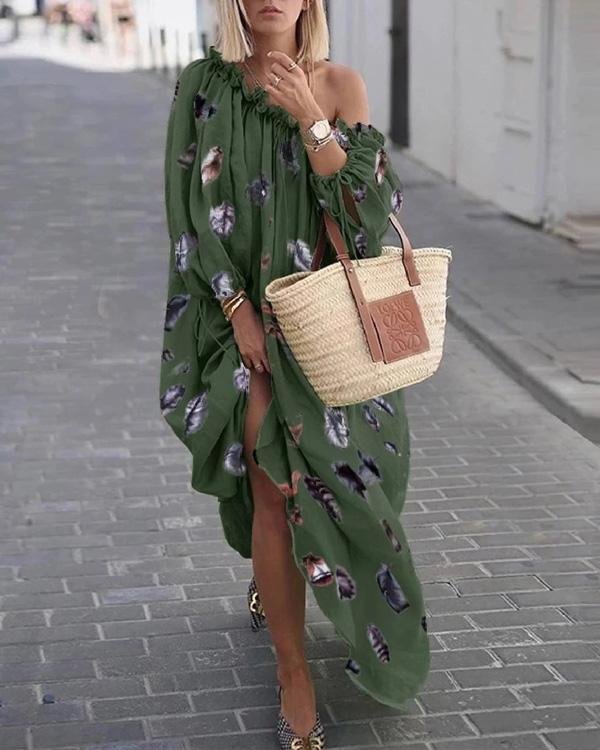Long Sleeve Off Shoulder Holiday Daily Bohemian Maxi Dresses
