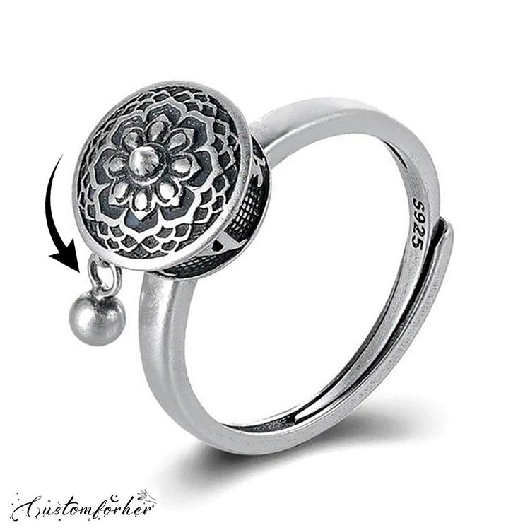 925 Sterling Silver Buddhist Mantra Spinning Anxiety Ring