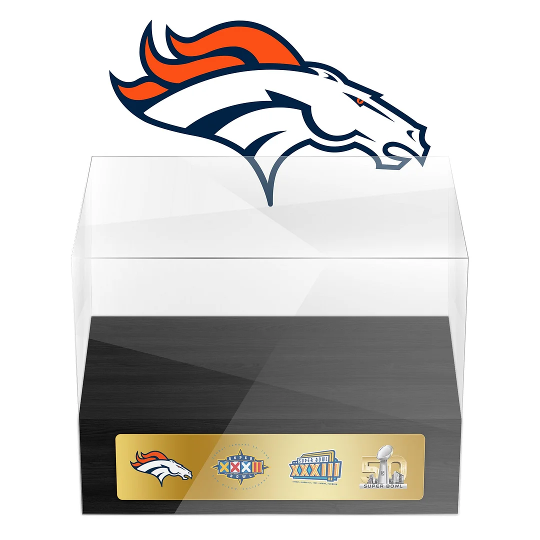 Denver Broncos Super Bowl Championship Trophy Ring Display Case