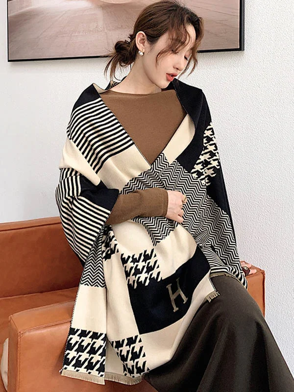 Imitation Cashmere Stamped Double-Side Shawl Scarf