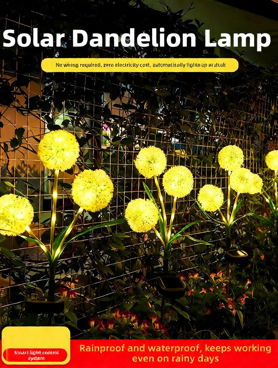 Solar Dandelion Garden Lamp – Waterproof Outdoor Light for Patio, Yard, and Pathway Decoration