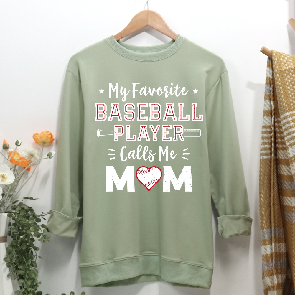 My favorite Baseball player calls me  mom Women Casual Sweatshirt-Guru-buzz