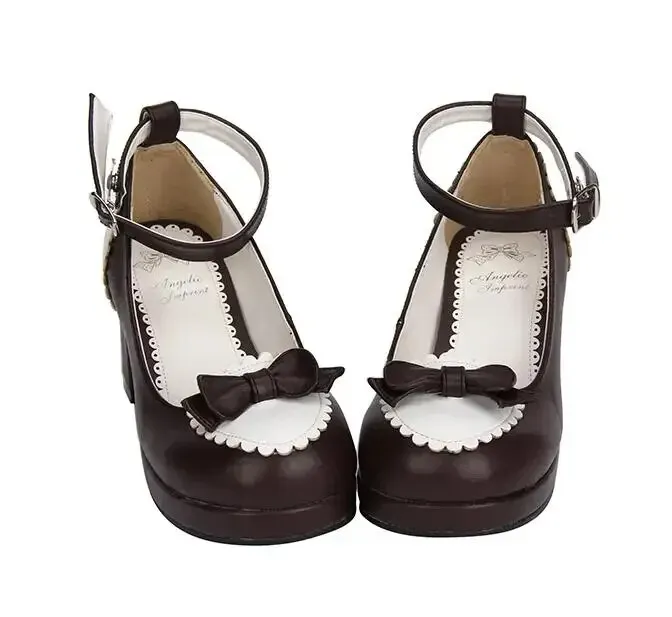 VCshoes Woman Mori Girl Lolita Cosplay Shoes Lady High Heels Pumps Women Princess Dress Party Shoes Bowtie