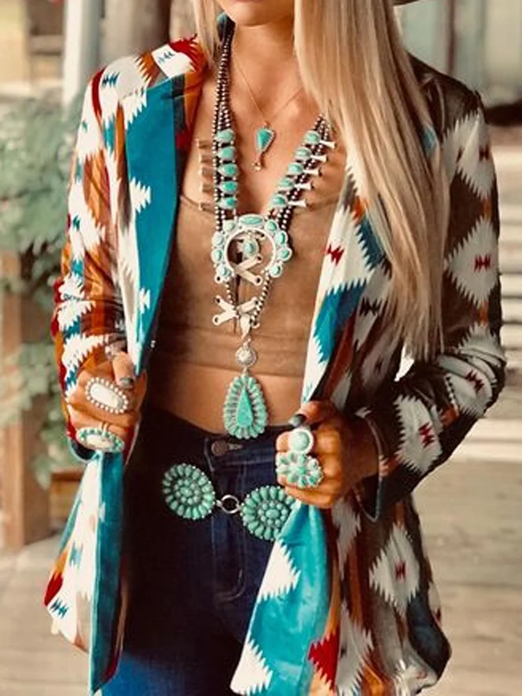 women's vintage aztec blazer