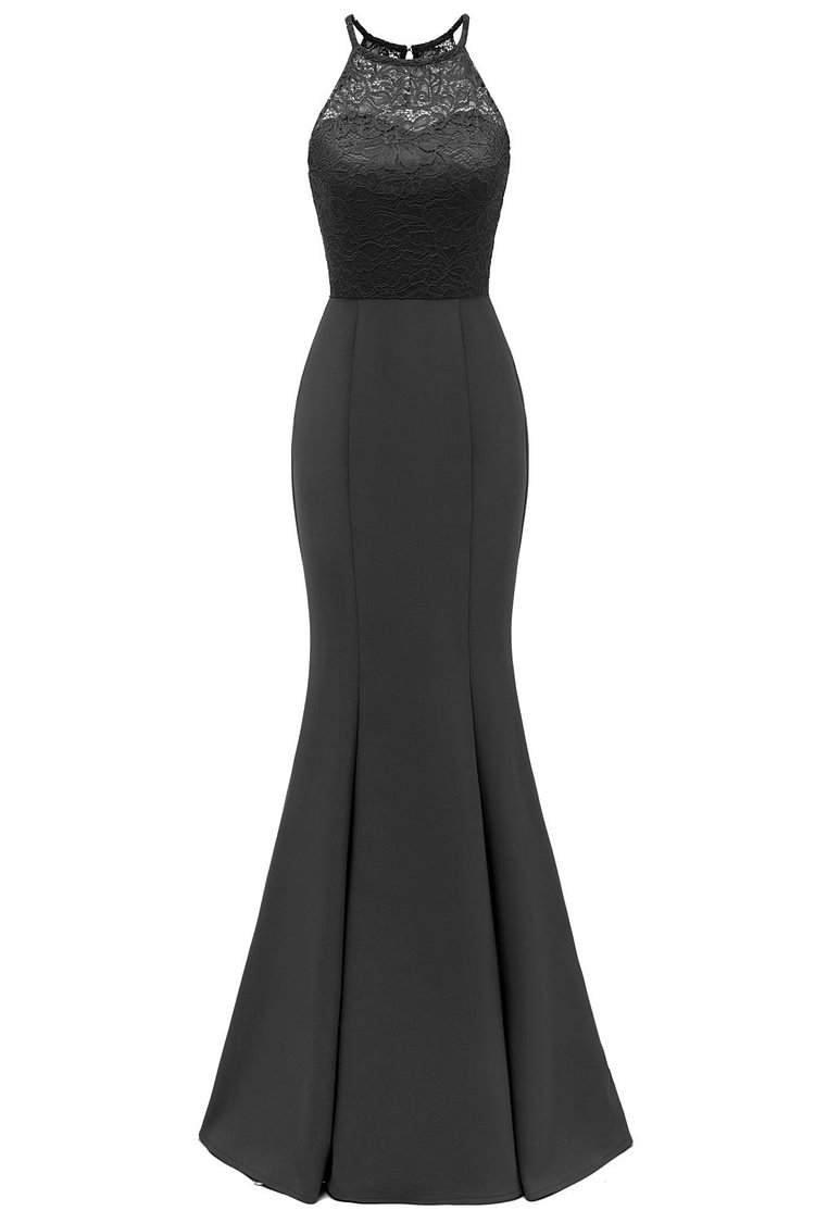 Black Lace Mermaid Long Prom Dress - BlackFridayBuys