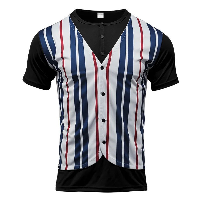 Men's Single Breasted Fake Two Piece T-Shirt