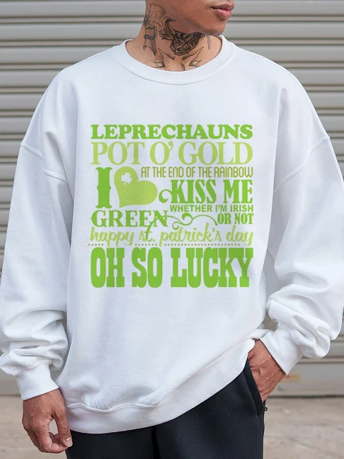Men's St Patrick's Day Leprechaun Pot Of Gold Oh So Lucky Sweatshirt