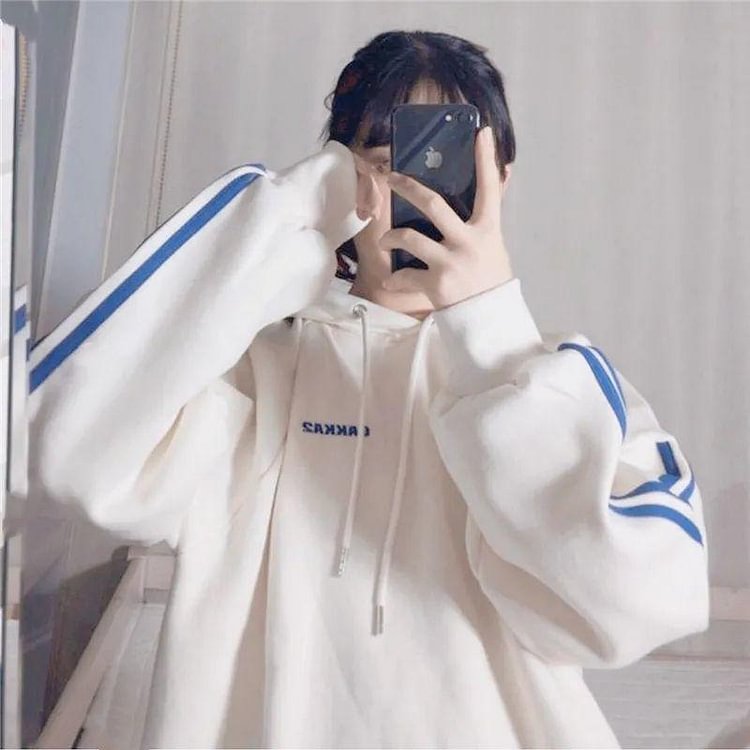 S-3XL Harajuku Women's Hoodie Japanese Letters Hoodies College Loose Plus Size Fleece Pullover Girls Student Sweatshirt Jackets - BlackFridayBuys